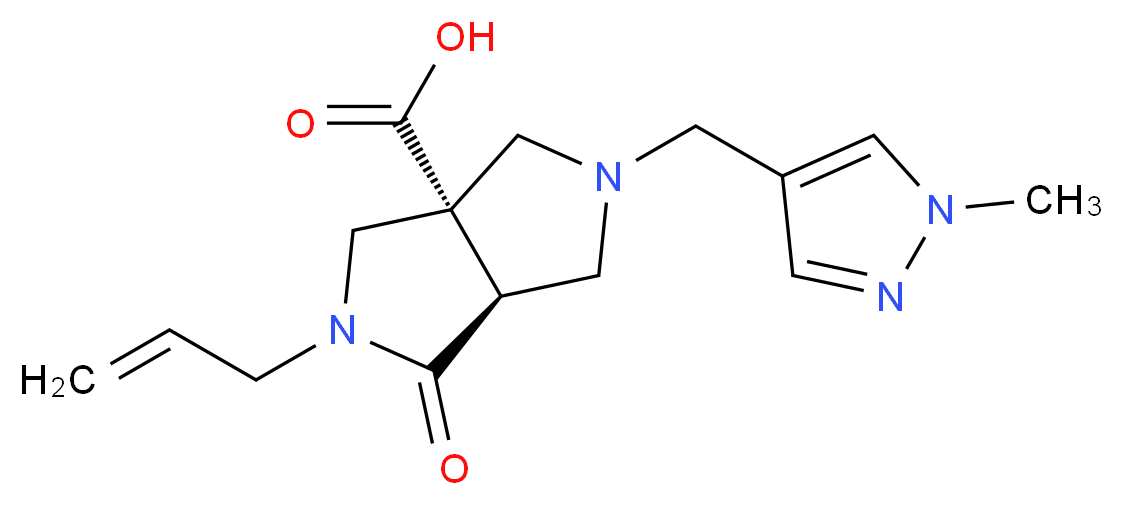 (3aS*,6aS*)-2-allyl-5-[(1-methyl-1H-pyrazol-4-yl)methyl]-1-oxohexahydropyrrolo[3,4-c]pyrrole-3a(1H)-carboxylic acid_分子结构_CAS_)