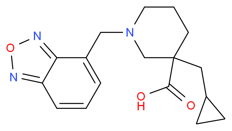 1-(2,1,3-benzoxadiazol-4-ylmethyl)-3-(cyclopropylmethyl)piperidine-3-carboxylic acid_分子结构_CAS_)