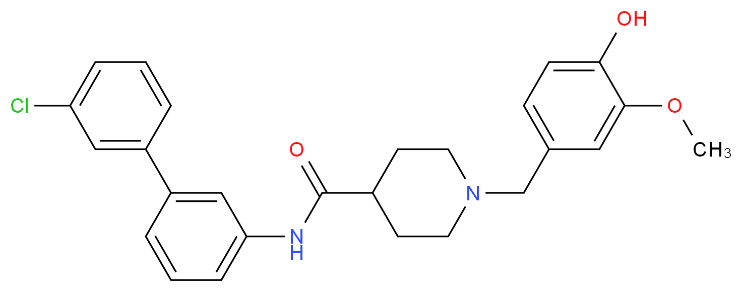 N-(3'-chloro-3-biphenylyl)-1-(4-hydroxy-3-methoxybenzyl)-4-piperidinecarboxamide_分子结构_CAS_)