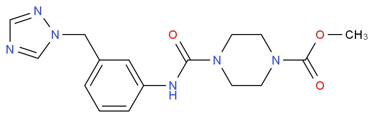 methyl 4-({[3-(1H-1,2,4-triazol-1-ylmethyl)phenyl]amino}carbonyl)piperazine-1-carboxylate_分子结构_CAS_)