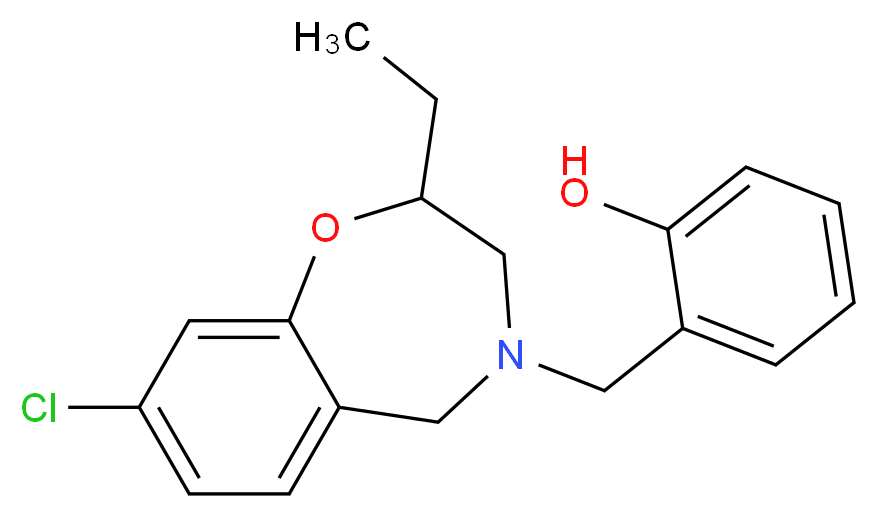 2-[(8-chloro-2-ethyl-2,3-dihydro-1,4-benzoxazepin-4(5H)-yl)methyl]phenol_分子结构_CAS_)