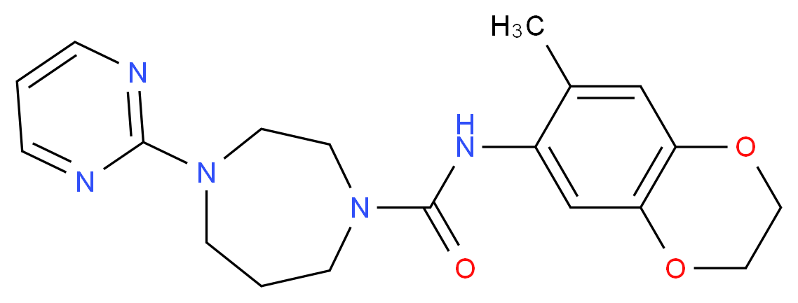 N-(7-methyl-2,3-dihydro-1,4-benzodioxin-6-yl)-4-pyrimidin-2-yl-1,4-diazepane-1-carboxamide_分子结构_CAS_)