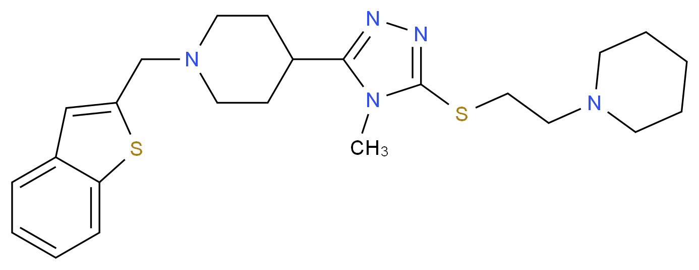 1-(1-benzothien-2-ylmethyl)-4-(4-methyl-5-{[2-(1-piperidinyl)ethyl]thio}-4H-1,2,4-triazol-3-yl)piperidine_分子结构_CAS_)