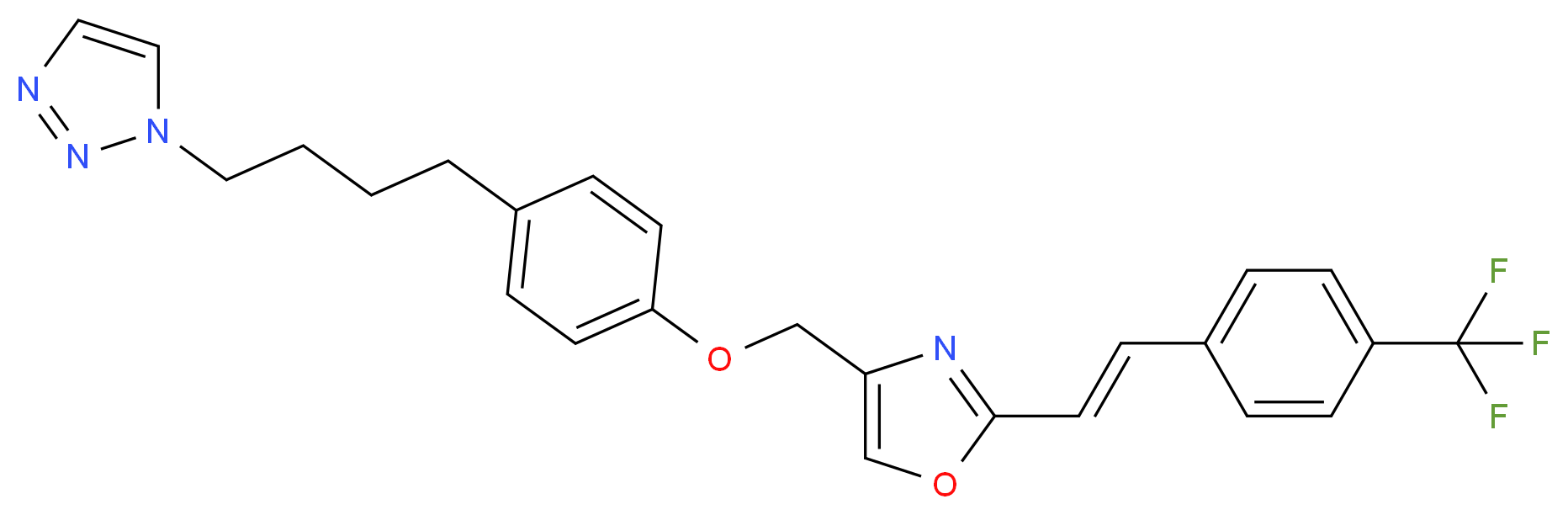 1-{4-[4-({2-[(E)-2-[4-(trifluoromethyl)phenyl]ethenyl]-1,3-oxazol-4-yl}methoxy)phenyl]butyl}-1H-1,2,3-triazole_分子结构_CAS_366017-09-6