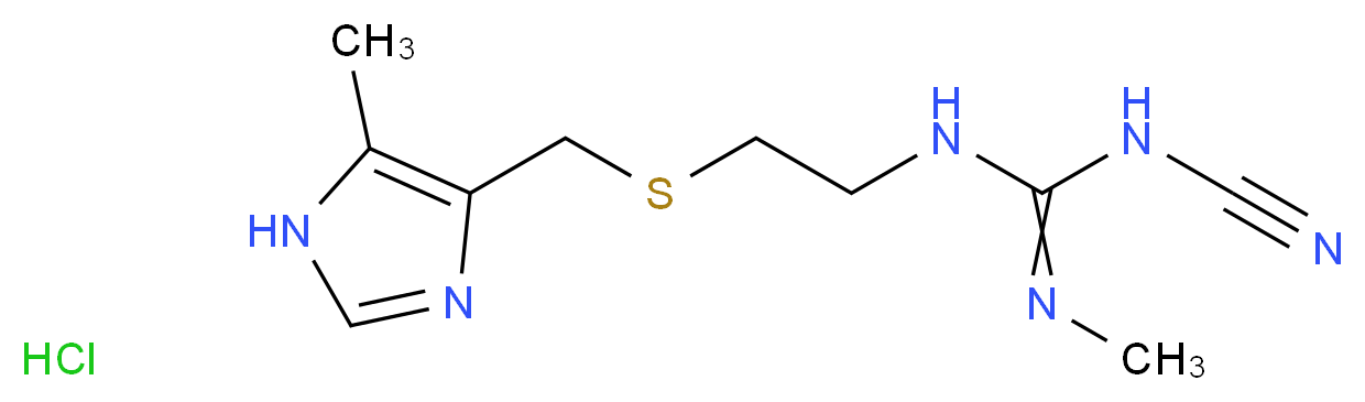 N-cyano-N''-methyl-N'-(2-{[(5-methyl-1H-imidazol-4-yl)methyl]sulfanyl}ethyl)guanidine hydrochloride_分子结构_CAS_70059-30-2