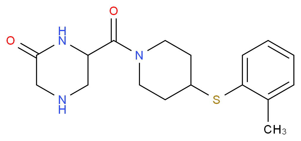 6-({4-[(2-methylphenyl)thio]-1-piperidinyl}carbonyl)-2-piperazinone_分子结构_CAS_)