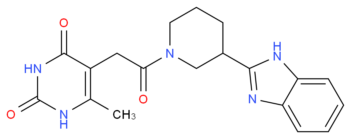 5-{2-[3-(1H-benzimidazol-2-yl)-1-piperidinyl]-2-oxoethyl}-6-methyl-2,4(1H,3H)-pyrimidinedione_分子结构_CAS_)