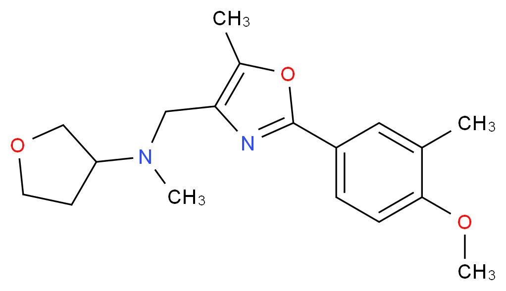 N-{[2-(4-methoxy-3-methylphenyl)-5-methyl-1,3-oxazol-4-yl]methyl}-N-methyltetrahydro-3-furanamine_分子结构_CAS_)