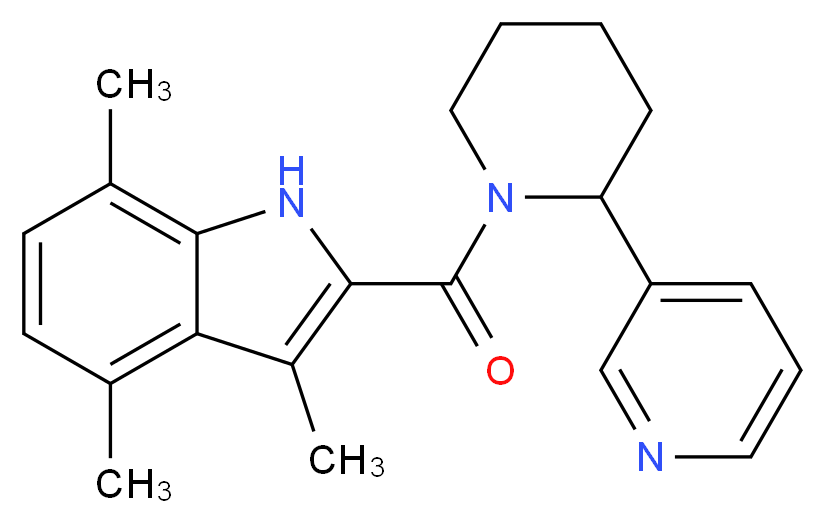 3,4,7-trimethyl-2-{[2-(3-pyridinyl)-1-piperidinyl]carbonyl}-1H-indole_分子结构_CAS_)