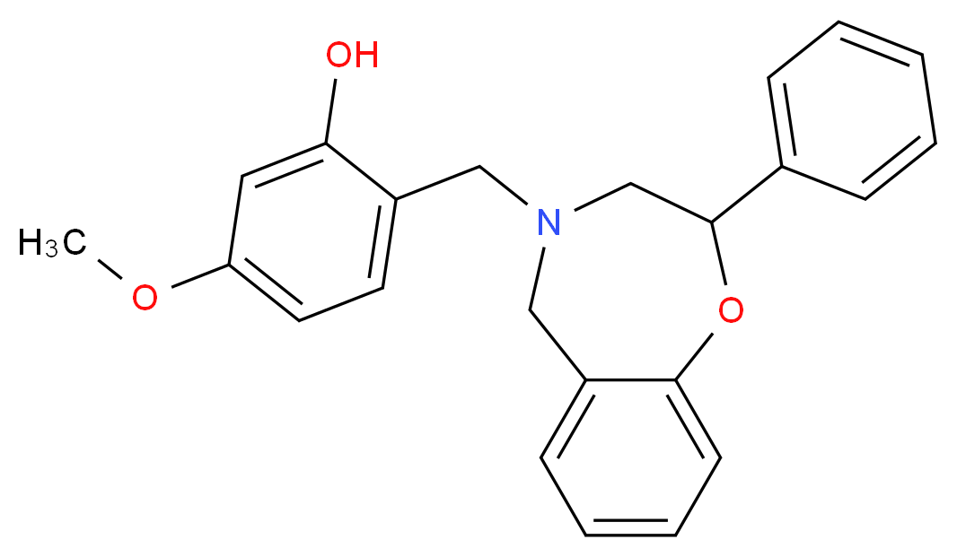 5-methoxy-2-[(2-phenyl-2,3-dihydro-1,4-benzoxazepin-4(5H)-yl)methyl]phenol_分子结构_CAS_)