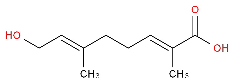 (2E,6E)-8-hydroxy-2,6-dimethylocta-2,6-dienoic acid_分子结构_CAS_26187-80-4