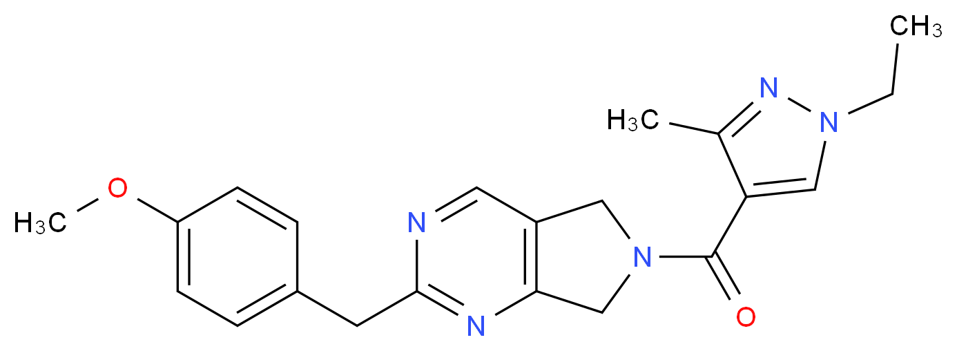 6-[(1-ethyl-3-methyl-1H-pyrazol-4-yl)carbonyl]-2-(4-methoxybenzyl)-6,7-dihydro-5H-pyrrolo[3,4-d]pyrimidine_分子结构_CAS_)