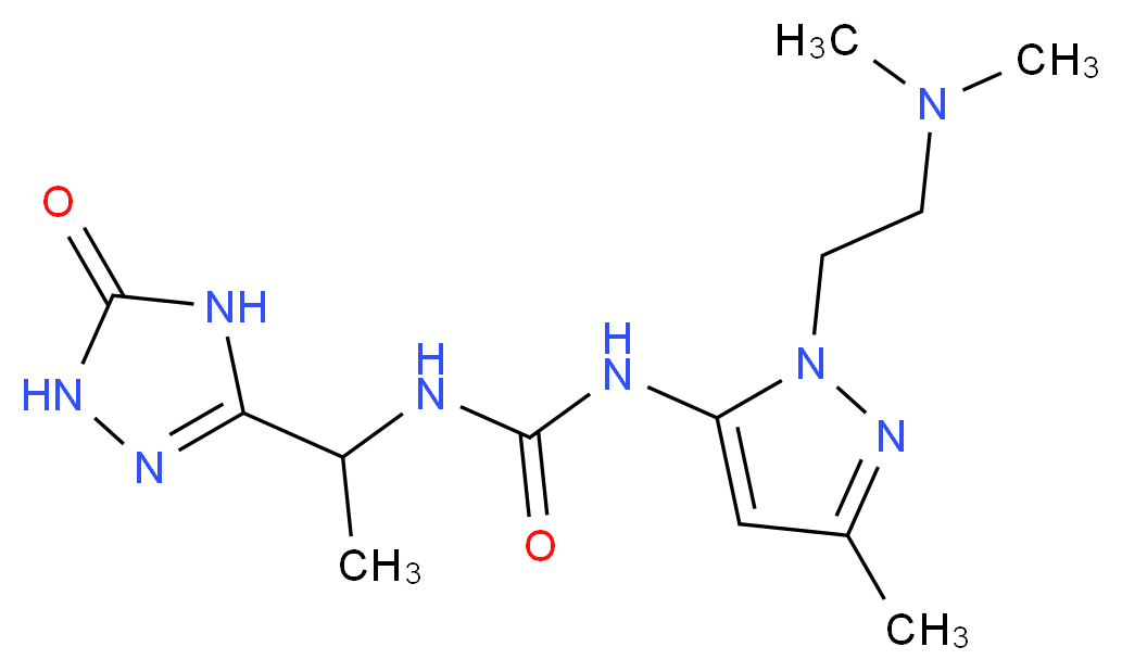 N-{1-[2-(dimethylamino)ethyl]-3-methyl-1H-pyrazol-5-yl}-N'-[1-(5-oxo-4,5-dihydro-1H-1,2,4-triazol-3-yl)ethyl]urea_分子结构_CAS_)