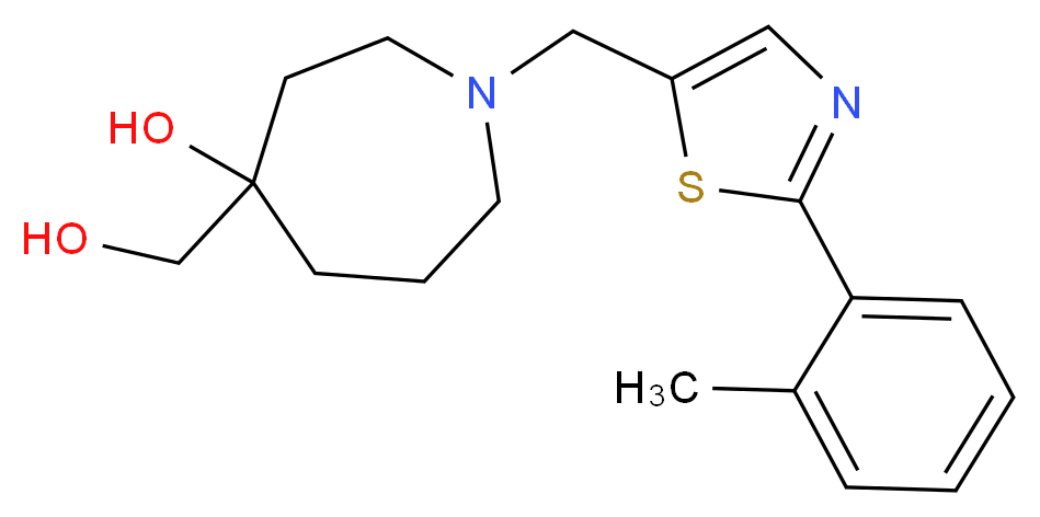 4-(hydroxymethyl)-1-{[2-(2-methylphenyl)-1,3-thiazol-5-yl]methyl}azepan-4-ol_分子结构_CAS_)