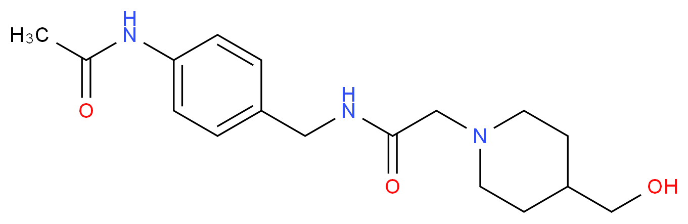 N-[4-(acetylamino)benzyl]-2-[4-(hydroxymethyl)piperidin-1-yl]acetamide_分子结构_CAS_)