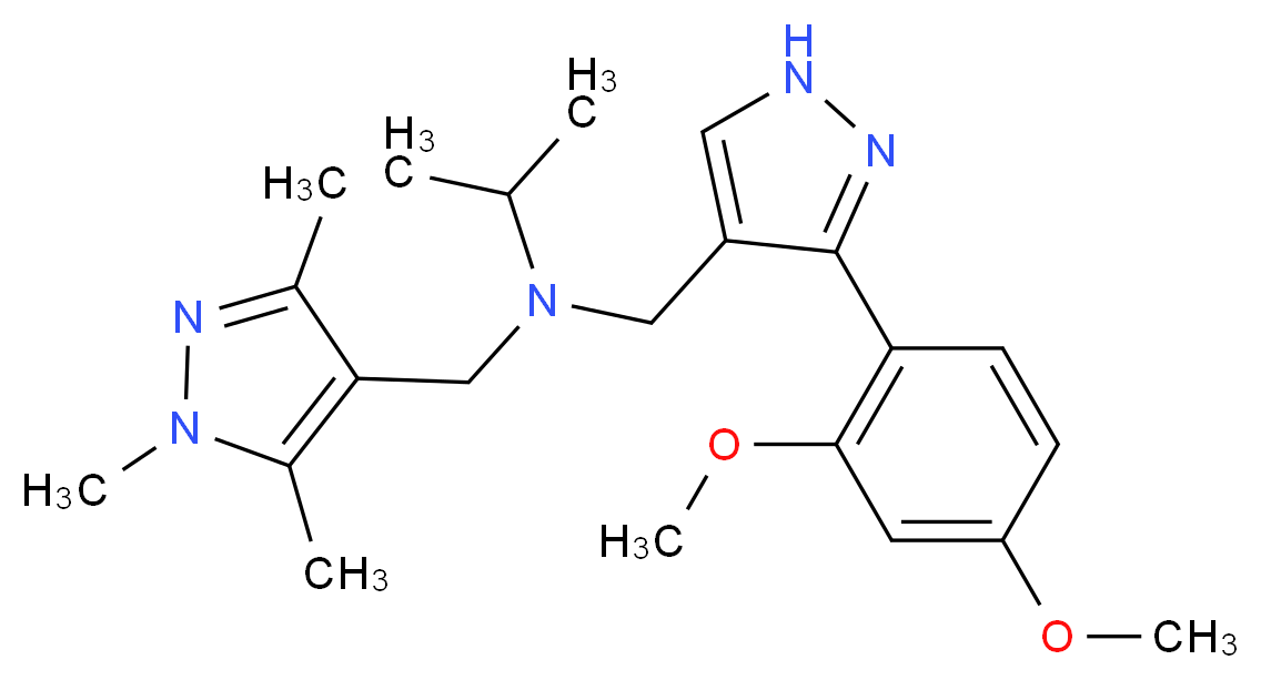 N-{[3-(2,4-dimethoxyphenyl)-1H-pyrazol-4-yl]methyl}-N-[(1,3,5-trimethyl-1H-pyrazol-4-yl)methyl]-2-propanamine_分子结构_CAS_)