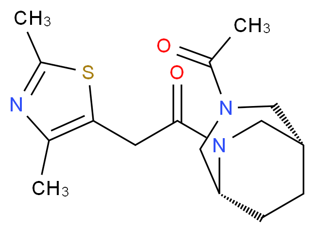 (1S*,5R*)-3-acetyl-6-[(2,4-dimethyl-1,3-thiazol-5-yl)acetyl]-3,6-diazabicyclo[3.2.2]nonane_分子结构_CAS_)