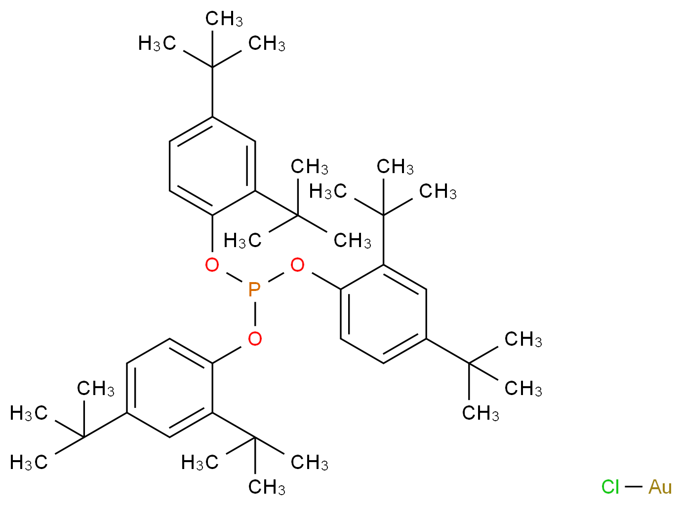 chlorogold; tris(2,4-di-tert-butylphenyl) phosphite_分子结构_CAS_915299-24-0