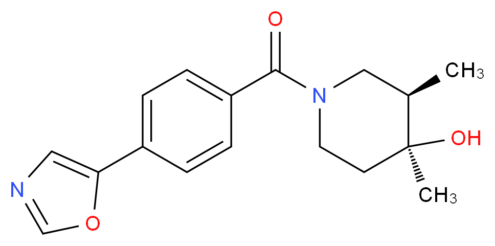 (3R*,4S*)-3,4-dimethyl-1-[4-(1,3-oxazol-5-yl)benzoyl]piperidin-4-ol_分子结构_CAS_)