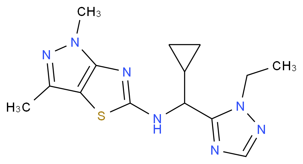 N-[cyclopropyl(1-ethyl-1H-1,2,4-triazol-5-yl)methyl]-1,3-dimethyl-1H-pyrazolo[3,4-d][1,3]thiazol-5-amine_分子结构_CAS_)