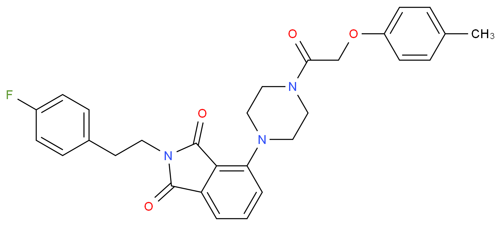 2-[2-(4-fluorophenyl)ethyl]-4-{4-[(4-methylphenoxy)acetyl]-1-piperazinyl}-1H-isoindole-1,3(2H)-dione_分子结构_CAS_)
