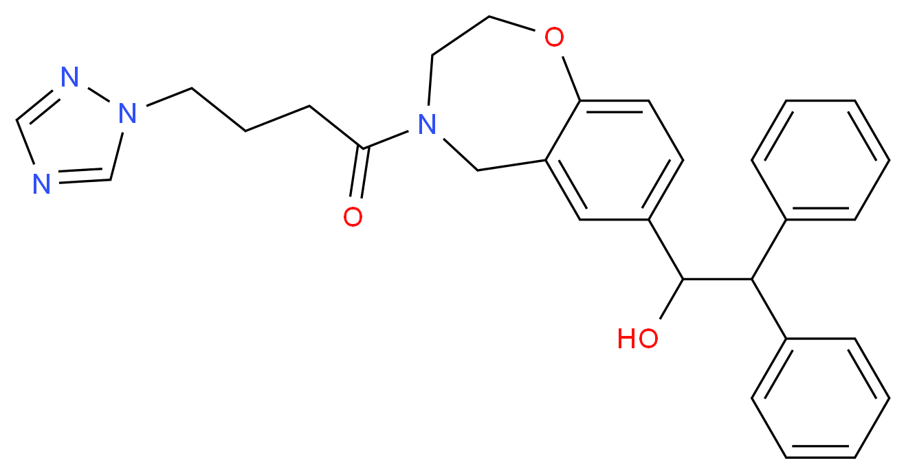 2,2-diphenyl-1-{4-[4-(1H-1,2,4-triazol-1-yl)butanoyl]-2,3,4,5-tetrahydro-1,4-benzoxazepin-7-yl}ethanol_分子结构_CAS_)