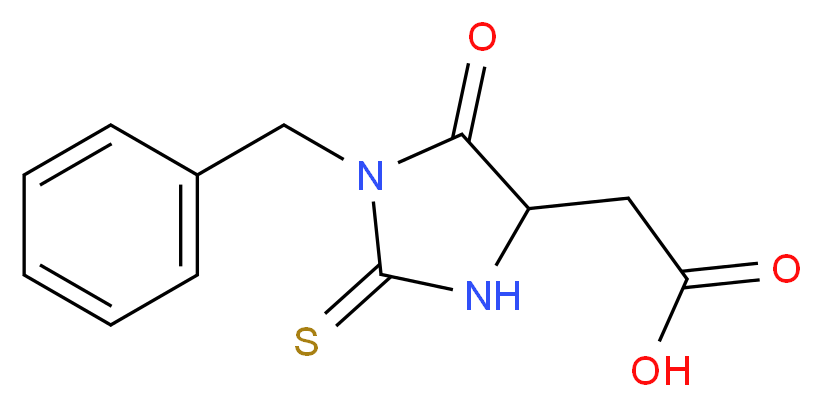 2-(1-benzyl-5-oxo-2-sulfanylideneimidazolidin-4-yl)acetic acid_分子结构_CAS_52730-34-4
