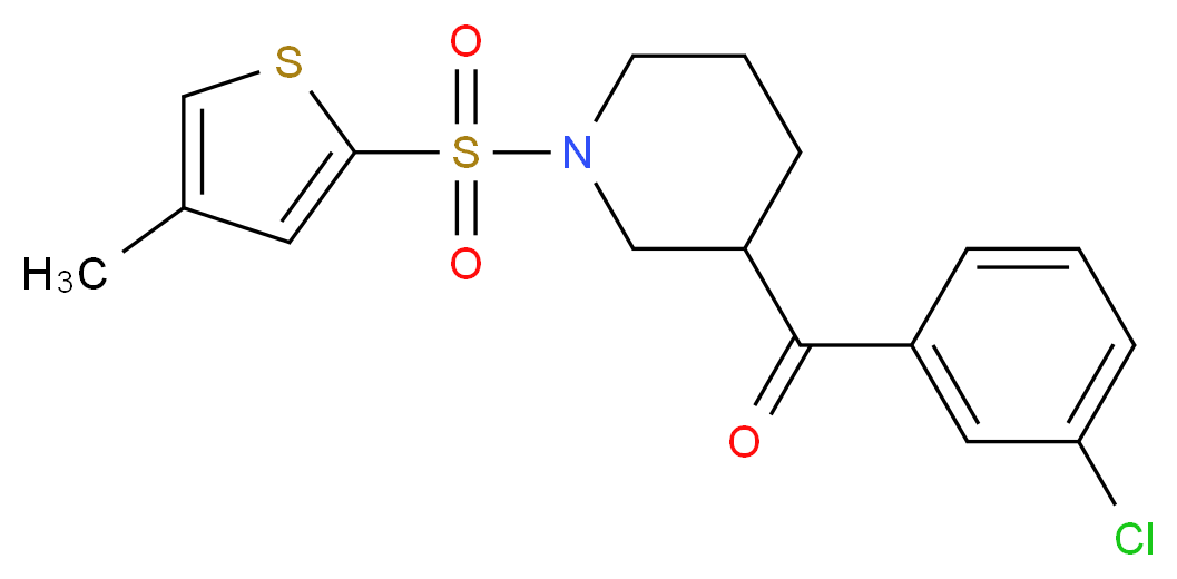 (3-chlorophenyl){1-[(4-methyl-2-thienyl)sulfonyl]-3-piperidinyl}methanone_分子结构_CAS_)