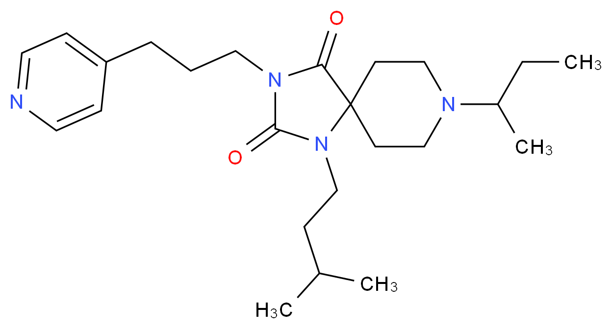 8-sec-butyl-1-(3-methylbutyl)-3-[3-(4-pyridinyl)propyl]-1,3,8-triazaspiro[4.5]decane-2,4-dione_分子结构_CAS_)