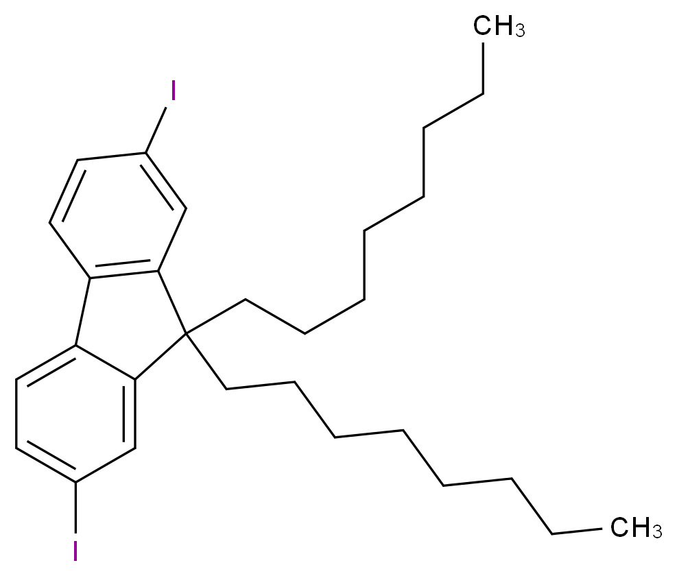 2,7-二碘-9,9-二辛基-9H-芴_分子结构_CAS_278176-06-0)