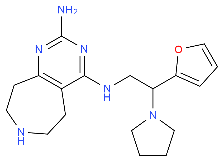 N~4~-[2-(2-furyl)-2-pyrrolidin-1-ylethyl]-6,7,8,9-tetrahydro-5H-pyrimido[4,5-d]azepine-2,4-diamine_分子结构_CAS_)