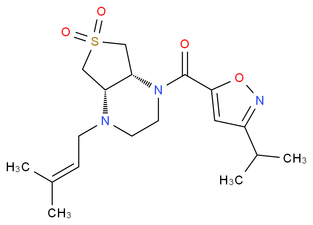 (4aS*,7aR*)-1-[(3-isopropyl-5-isoxazolyl)carbonyl]-4-(3-methyl-2-buten-1-yl)octahydrothieno[3,4-b]pyrazine 6,6-dioxide_分子结构_CAS_)
