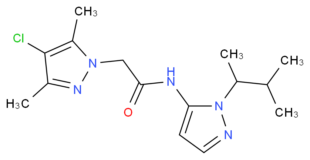 2-(4-chloro-3,5-dimethyl-1H-pyrazol-1-yl)-N-[1-(1,2-dimethylpropyl)-1H-pyrazol-5-yl]acetamide_分子结构_CAS_)