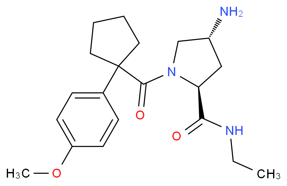 (2S,4R)-4-amino-N-ethyl-1-{[1-(4-methoxyphenyl)cyclopentyl]carbonyl}pyrrolidine-2-carboxamide_分子结构_CAS_)