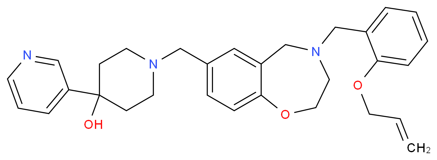 1-({4-[2-(allyloxy)benzyl]-2,3,4,5-tetrahydro-1,4-benzoxazepin-7-yl}methyl)-4-(3-pyridinyl)-4-piperidinol_分子结构_CAS_)