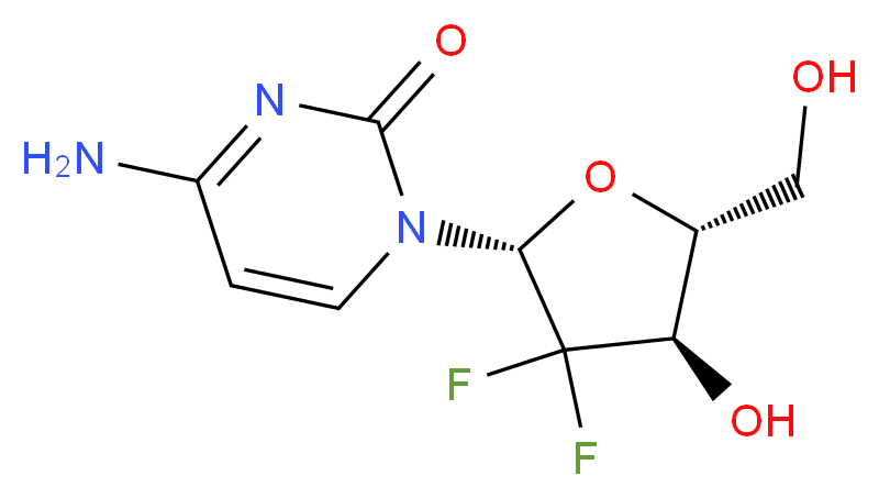 4-amino-1-[(2R,4R,5R)-3,3-difluoro-4-hydroxy-5-(hydroxymethyl)oxolan-2-yl]-1,2-dihydropyrimidin-2-one_分子结构_CAS_95058-81-4
