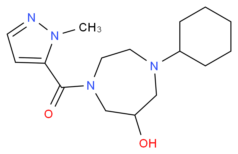 1-cyclohexyl-4-[(1-methyl-1H-pyrazol-5-yl)carbonyl]-1,4-diazepan-6-ol_分子结构_CAS_)