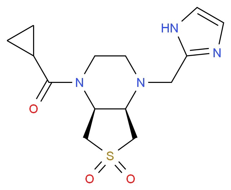 (4aR*,7aS*)-1-(cyclopropylcarbonyl)-4-(1H-imidazol-2-ylmethyl)octahydrothieno[3,4-b]pyrazine 6,6-dioxide_分子结构_CAS_)