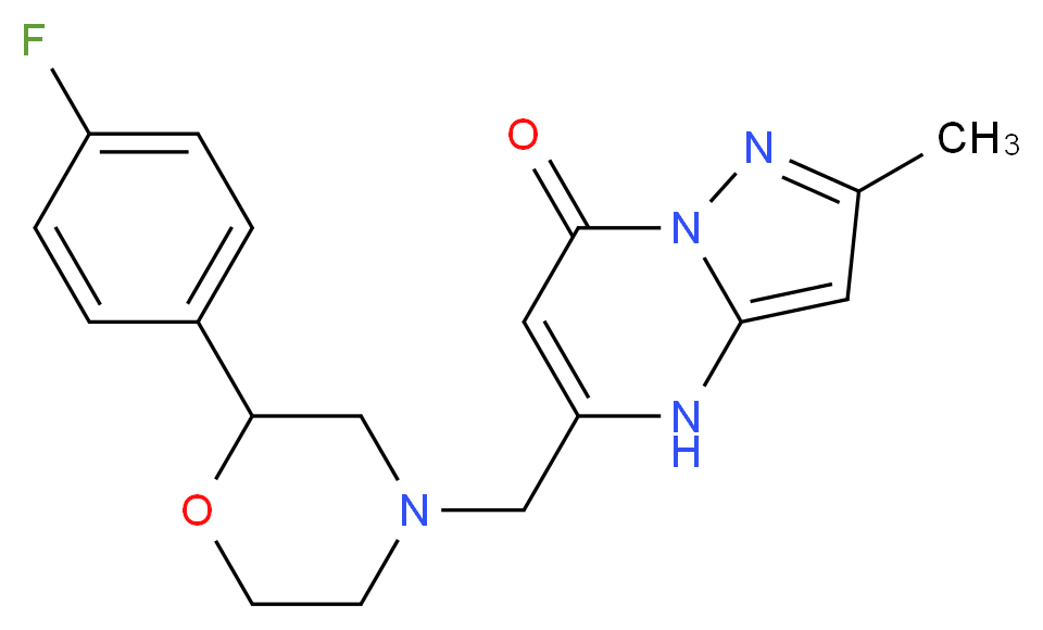 5-{[2-(4-fluorophenyl)morpholin-4-yl]methyl}-2-methylpyrazolo[1,5-a]pyrimidin-7(4H)-one_分子结构_CAS_)