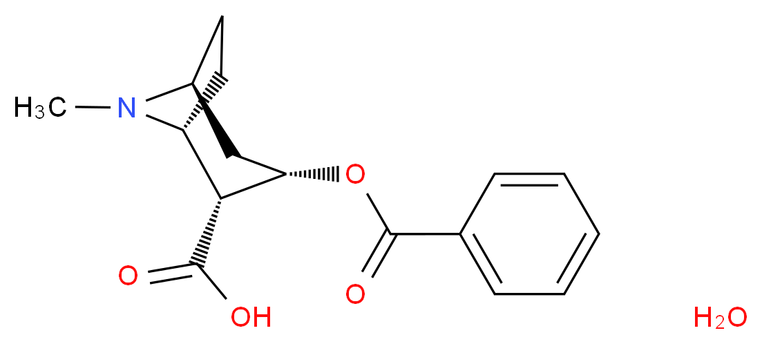(1R,2R,3S,5S)-3-(benzoyloxy)-8-methyl-8-azabicyclo[3.2.1]octane-2-carboxylic acid hydrate_分子结构_CAS_5928-96-1