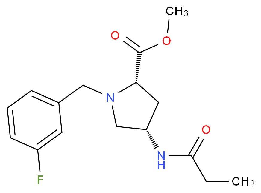 methyl (4S)-1-(3-fluorobenzyl)-4-(propionylamino)-L-prolinate_分子结构_CAS_)