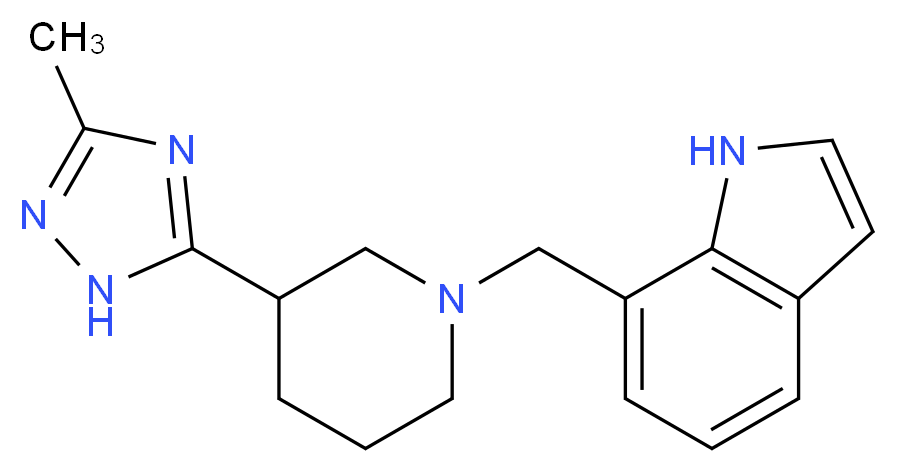 7-{[3-(3-methyl-1H-1,2,4-triazol-5-yl)piperidin-1-yl]methyl}-1H-indole_分子结构_CAS_)