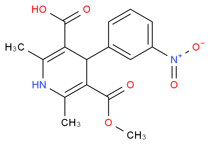 1,4-Dihydro-2,6-dimethyl-4-(3-nitrophenyl)-3,5-pyridinedicarboxylic Acid 3-Methyl Ester_分子结构_CAS_74936-72-4)