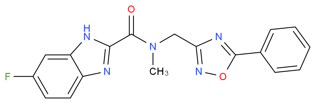 6-fluoro-N-methyl-N-[(5-phenyl-1,2,4-oxadiazol-3-yl)methyl]-1H-benzimidazole-2-carboxamide_分子结构_CAS_)