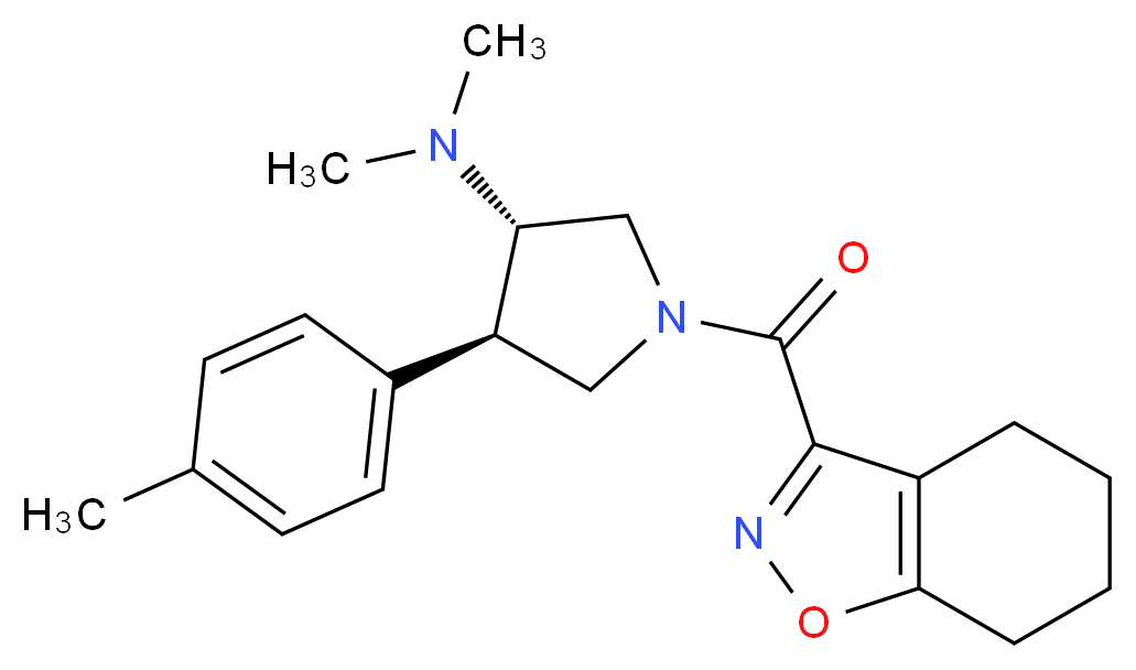 (3S*,4R*)-N,N-dimethyl-4-(4-methylphenyl)-1-(4,5,6,7-tetrahydro-1,2-benzisoxazol-3-ylcarbonyl)-3-pyrrolidinamine_分子结构_CAS_)