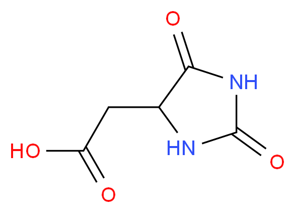 2-(2,5-dioxoimidazolidin-4-yl)acetic acid_分子结构_CAS_5427-26-9