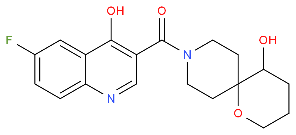9-[(6-fluoro-4-hydroxyquinolin-3-yl)carbonyl]-1-oxa-9-azaspiro[5.5]undecan-5-ol_分子结构_CAS_)