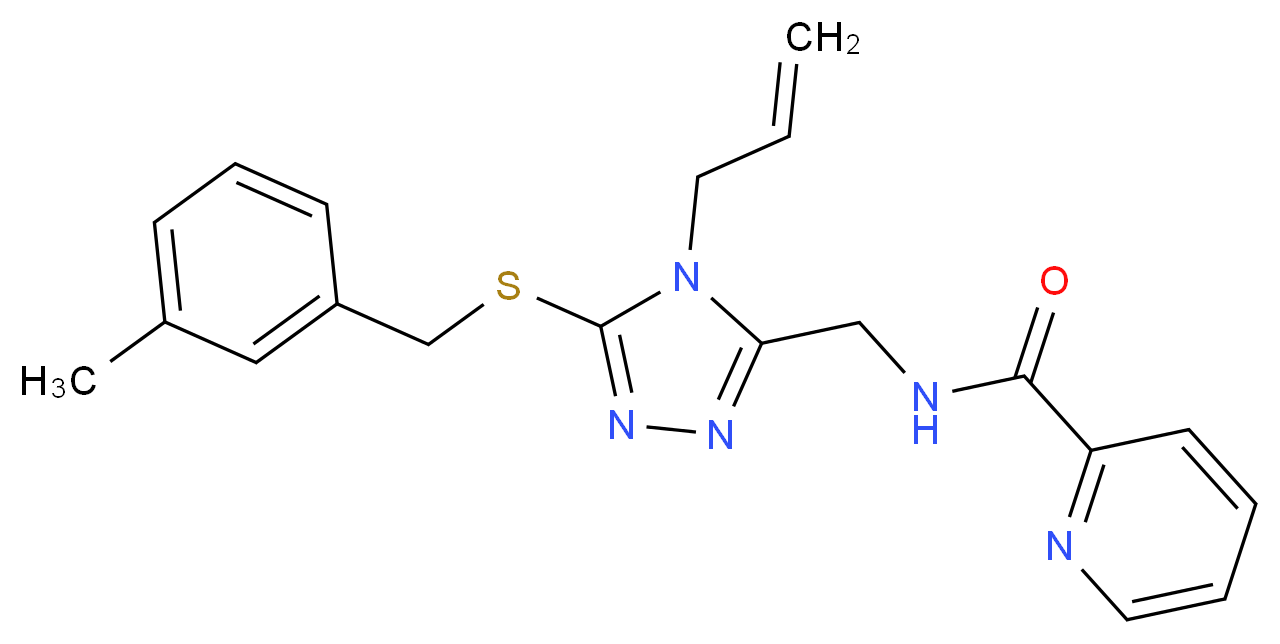 N-({4-allyl-5-[(3-methylbenzyl)thio]-4H-1,2,4-triazol-3-yl}methyl)-2-pyridinecarboxamide_分子结构_CAS_)
