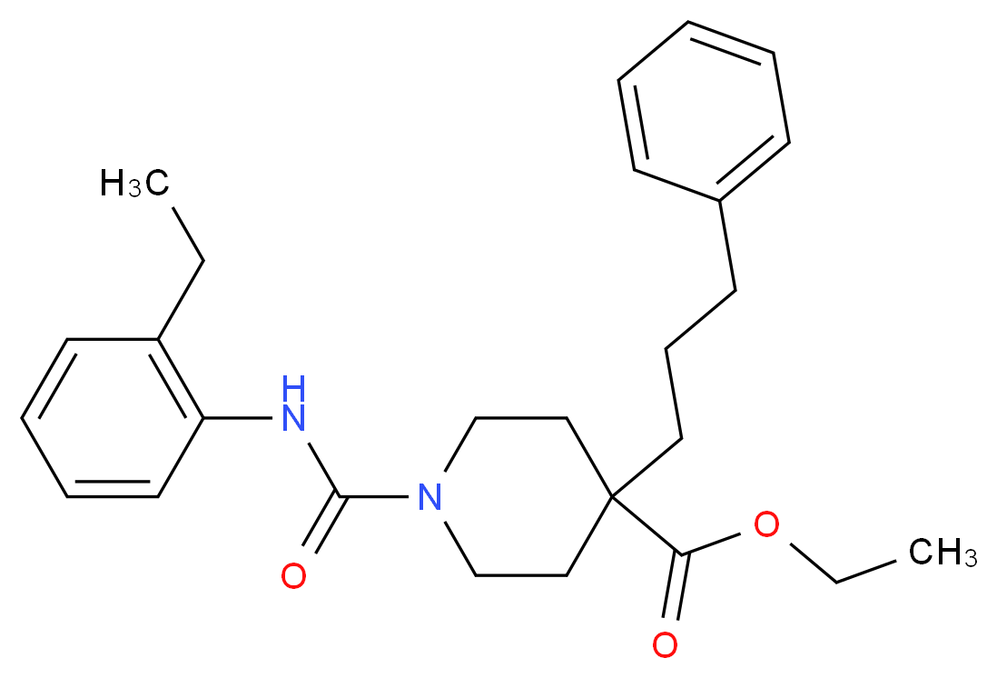 ethyl 1-{[(2-ethylphenyl)amino]carbonyl}-4-(3-phenylpropyl)-4-piperidinecarboxylate_分子结构_CAS_)