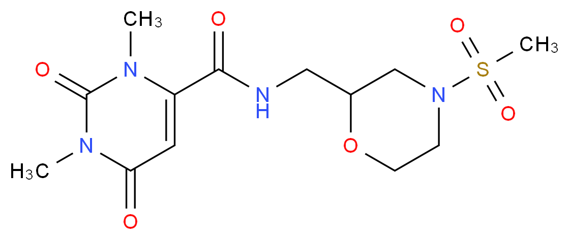 1,3-dimethyl-N-{[4-(methylsulfonyl)morpholin-2-yl]methyl}-2,6-dioxo-1,2,3,6-tetrahydropyrimidine-4-carboxamide_分子结构_CAS_)
